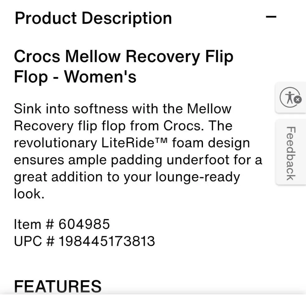 CROCS Mellow Recovery Flip-Flop Sandal-‎ Black